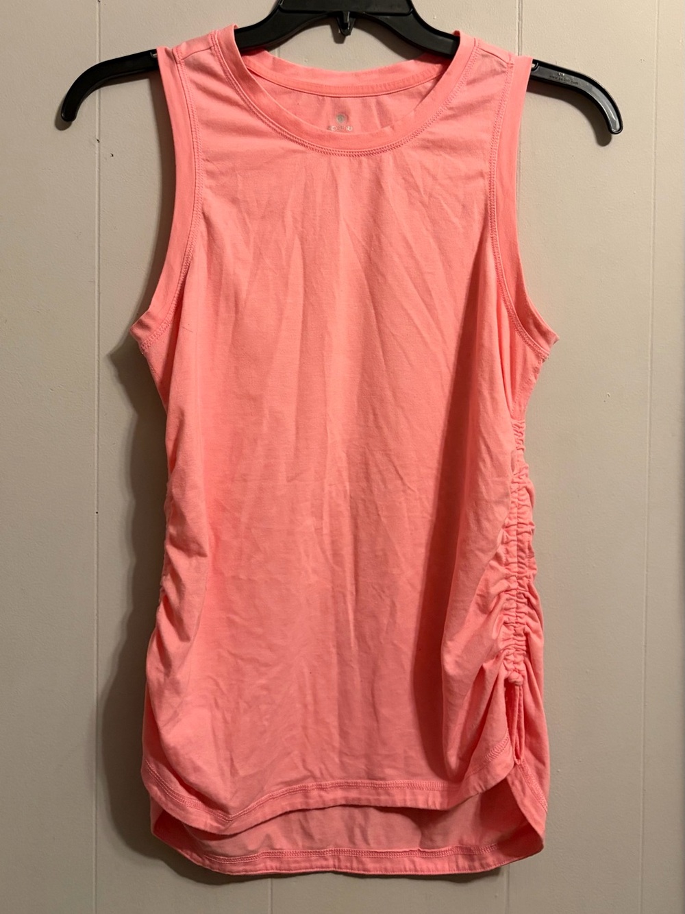 Apana Coral Pink Ruched Side Sleeveless Tank Top